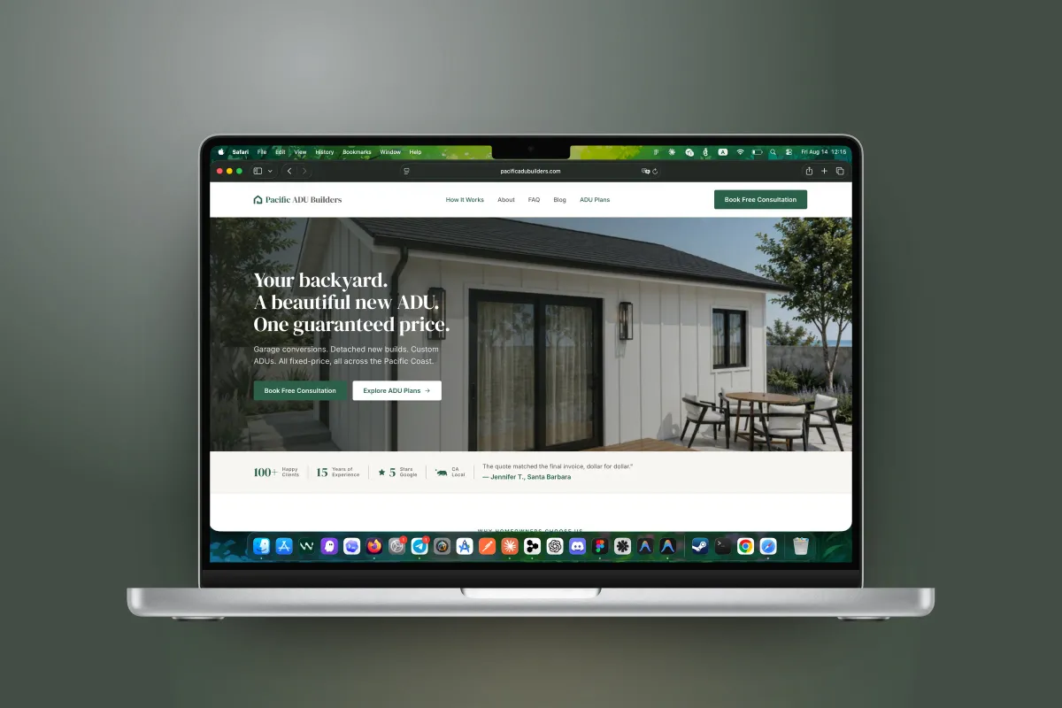 Pacific ADU Builders — Эффективный и надёжный веб-дизайн для строительной компании